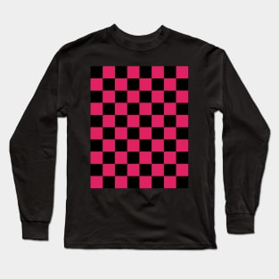 Red and Black Chessboard Pattern Long Sleeve T-Shirt